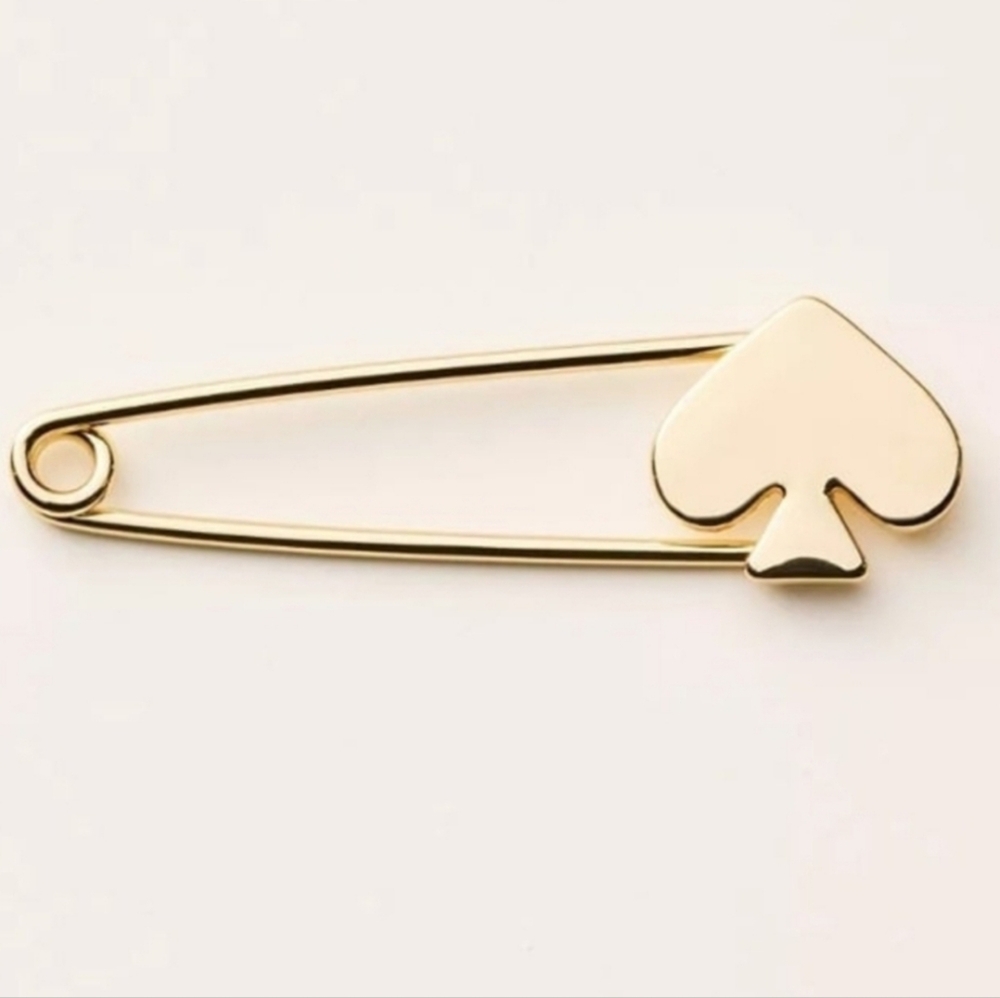 Kate Spade New York x Target Spade Safety Pin Brooch, Goldtone, NIB